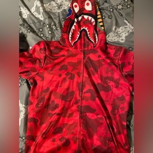 Nmpmsge shark hoodie bape jacket red